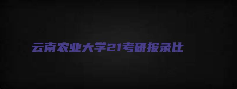 云南农业大学21考研报录比