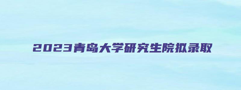 2023青岛大学研究生院拟录取