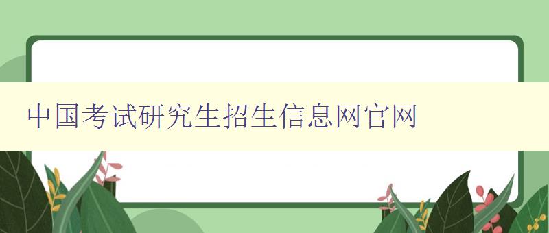 中国考试研究生招生信息网官网