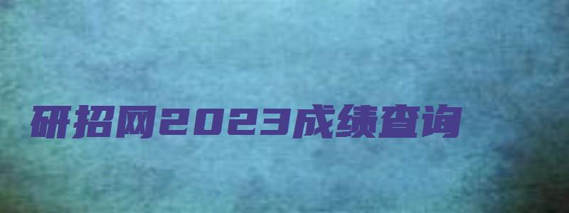 研招网2023成绩查询