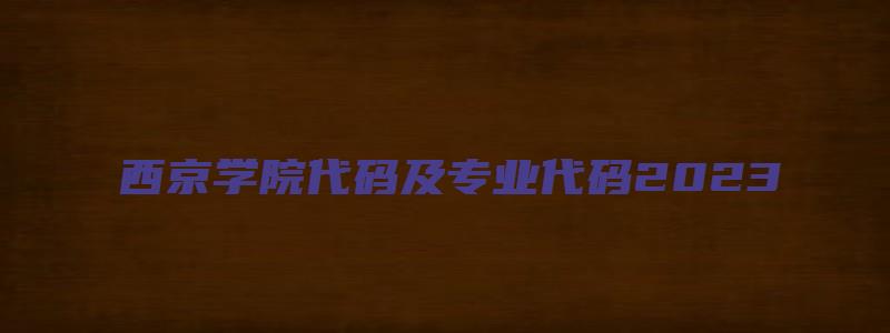 西京学院代码及专业代码2023