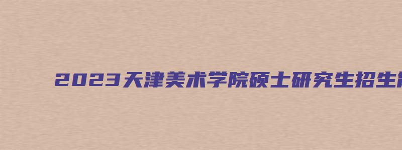 2023天津美术学院硕士研究生招生简章及答案