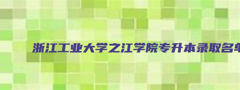 浙江工业大学之江学院专升本录取名单