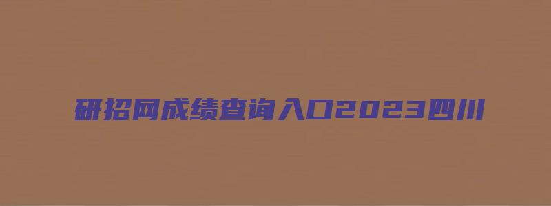 研招网成绩查询入口2023四川