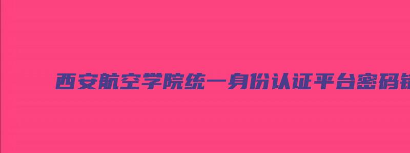 西安航空学院统一身份认证平台密码错误