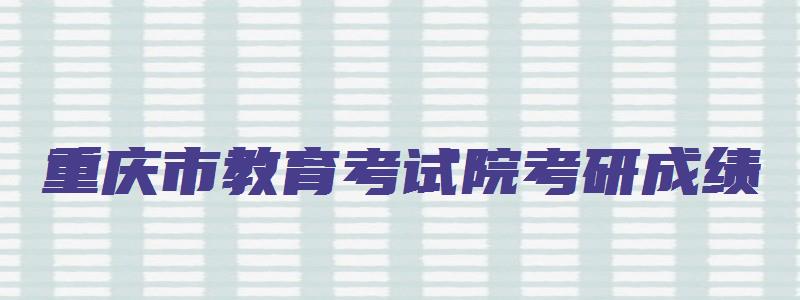 重庆市教育考试院考研成绩