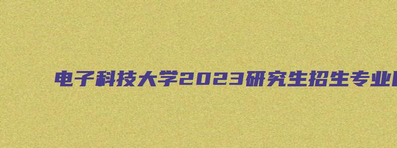 电子科技大学2023研究生招生专业目录