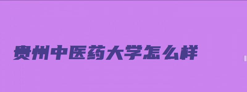 贵州中医药大学怎么样