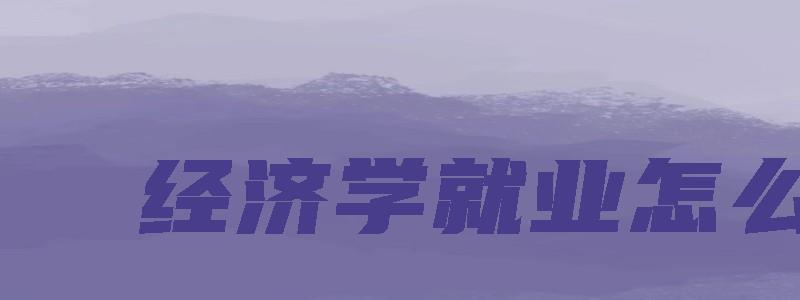 经济学就业怎么样