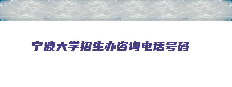 宁波大学招生办咨询电话号码