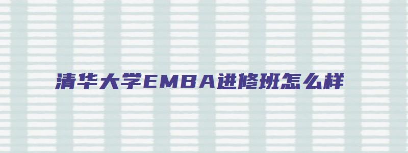 清华大学EMBA进修班怎么样