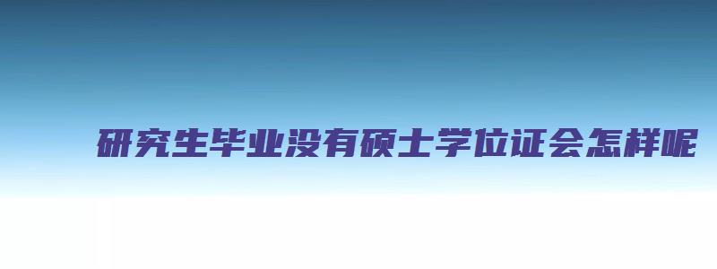 研究生毕业没有硕士学位证会怎样呢