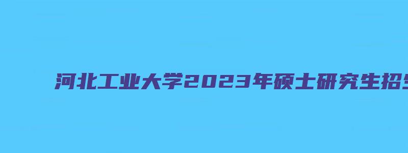 河北工业大学2023年硕士研究生招生专业目录公布