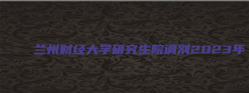 兰州财经大学研究生院调剂2023年