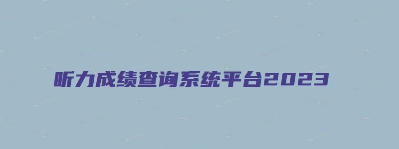 听力成绩查询系统平台2023