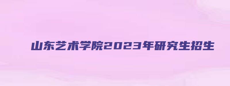 山东艺术学院2023年研究生招生