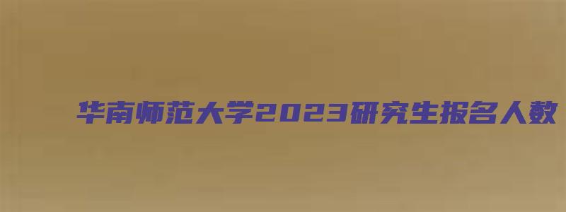 华南师范大学2023研究生报名人数