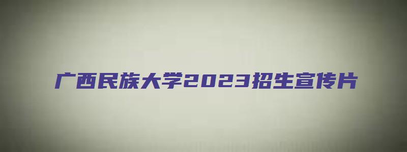 广西民族大学2023招生宣传片