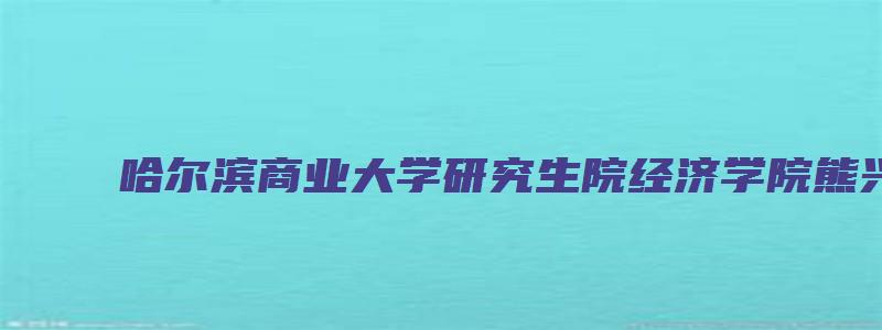 哈尔滨商业大学研究生院经济学院熊兴怡