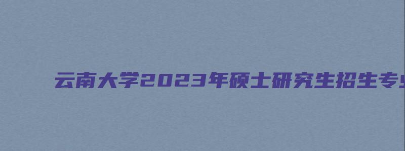 云南大学2023年硕士研究生招生专业目录公布