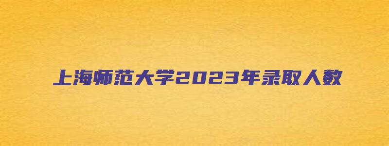 上海师范大学2023年录取人数