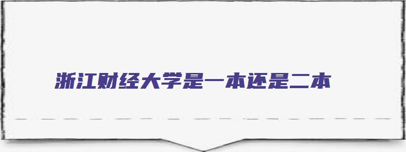 浙江财经大学是一本还是二本