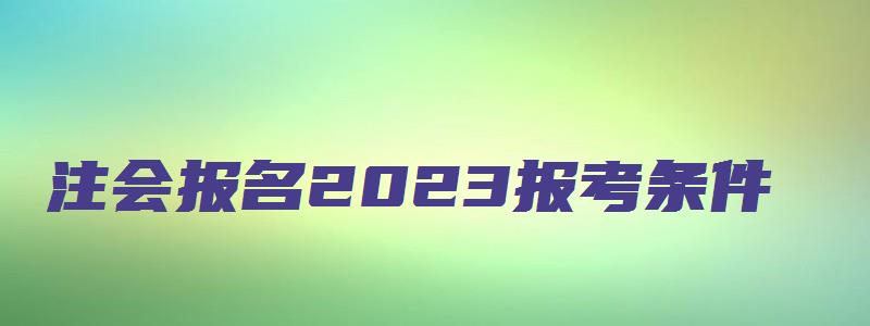 注会报名2023报考条件