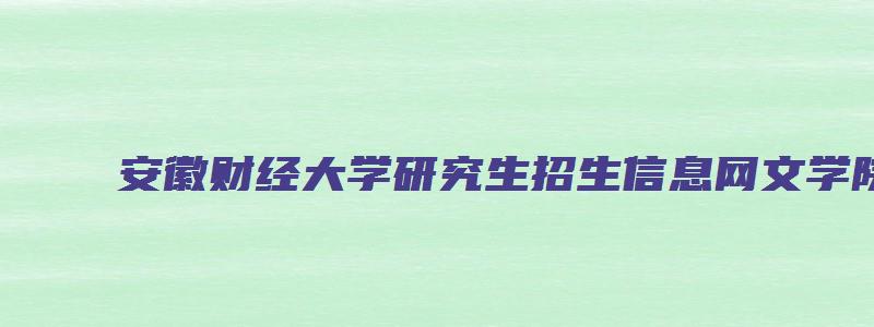 安徽财经大学研究生招生信息网文学院