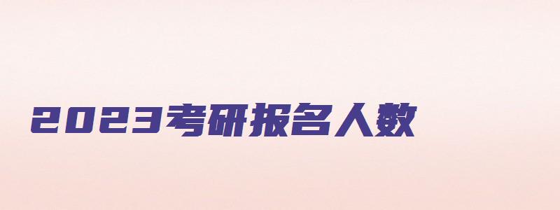 2023考研报名人数