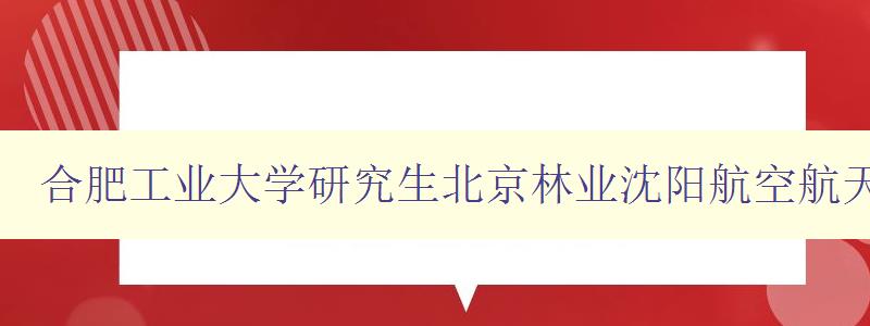 合肥工业大学研究生北京林业沈阳航空航天大学研究生院录取名单