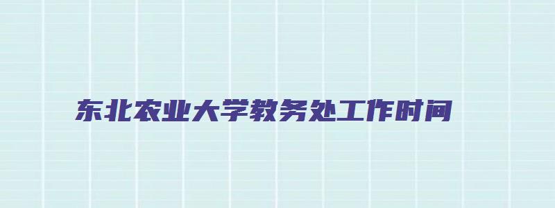 东北农业大学教务处工作时间