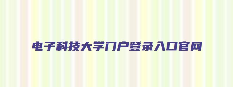 电子科技大学门户登录入口官网