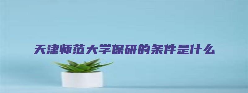 天津师范大学保研的条件是什么