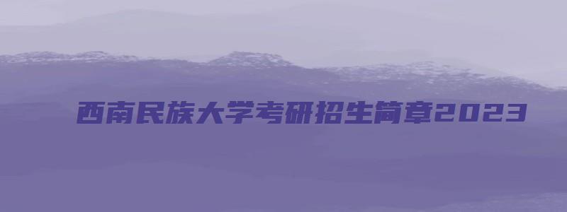 西南民族大学考研招生简章2023