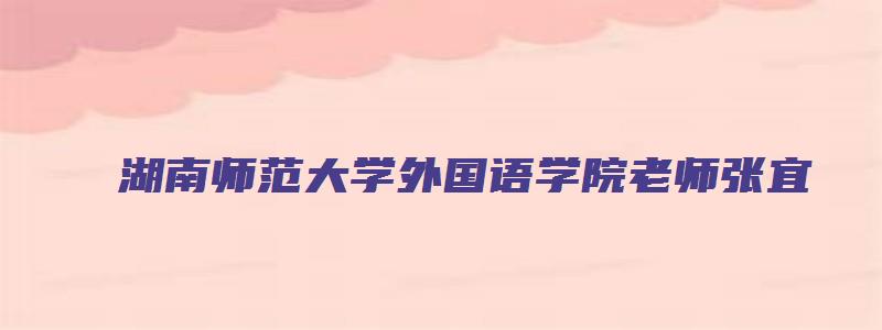 湖南师范大学外国语学院老师张宜