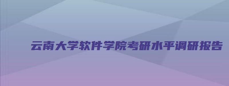 云南大学软件学院考研水平调研报告