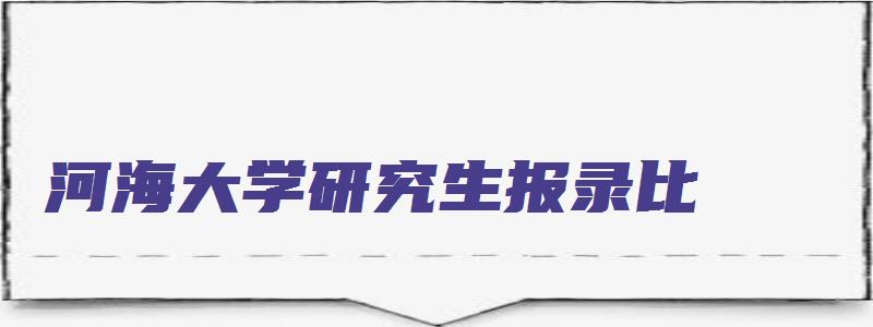 河海大学研究生报录比