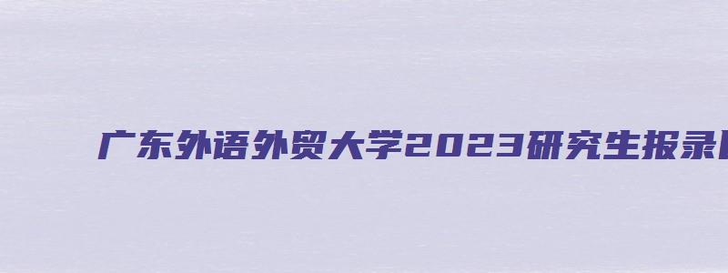 广东外语外贸大学2023研究生报录比