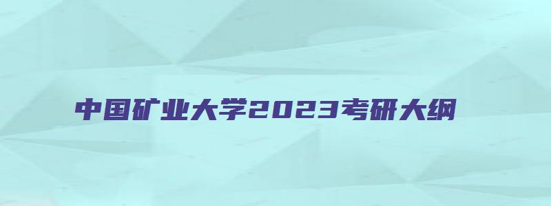 中国矿业大学2023考研大纲