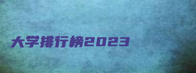 大学排行榜2023