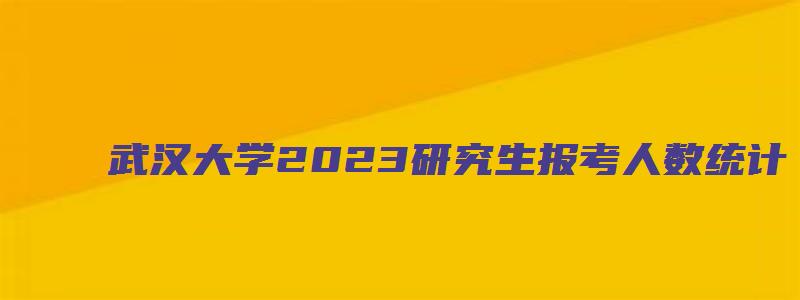 武汉大学2023研究生报考人数统计