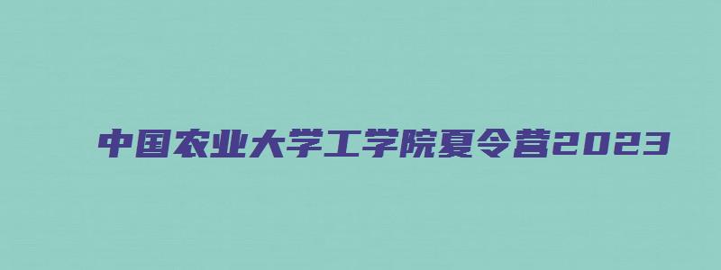 中国农业大学工学院夏令营2023