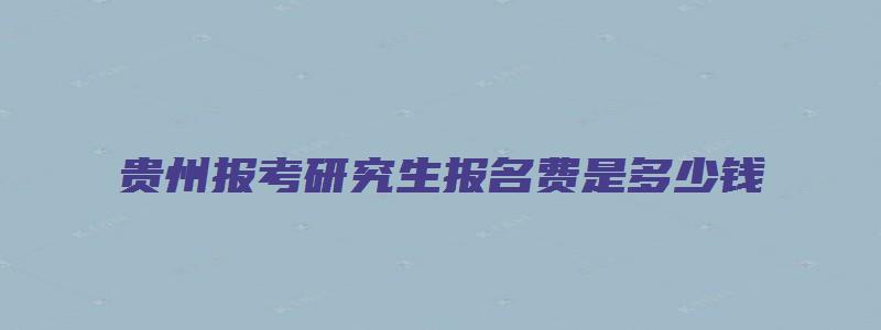 贵州报考研究生报名费是多少钱