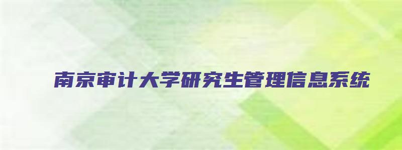 南京审计大学研究生管理信息系统