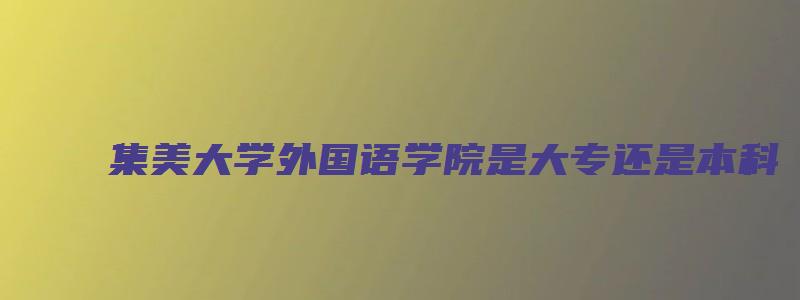 集美大学外国语学院是大专还是本科