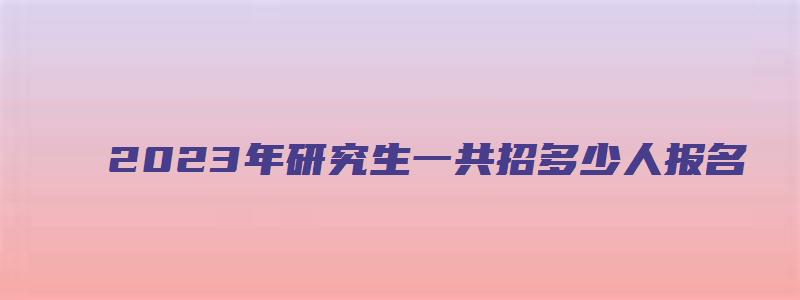 2023年研究生一共招多少人报名