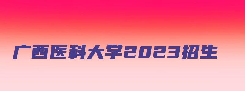 广西医科大学2023招生