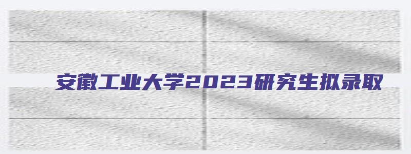 安徽工业大学2023研究生拟录取