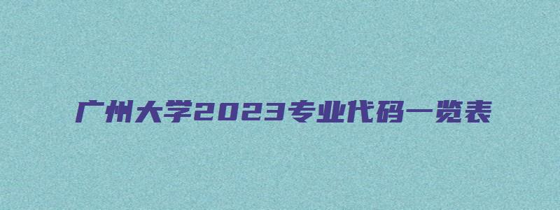 广州大学2023专业代码一览表