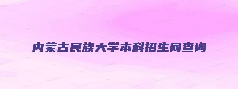 内蒙古民族大学本科招生网查询